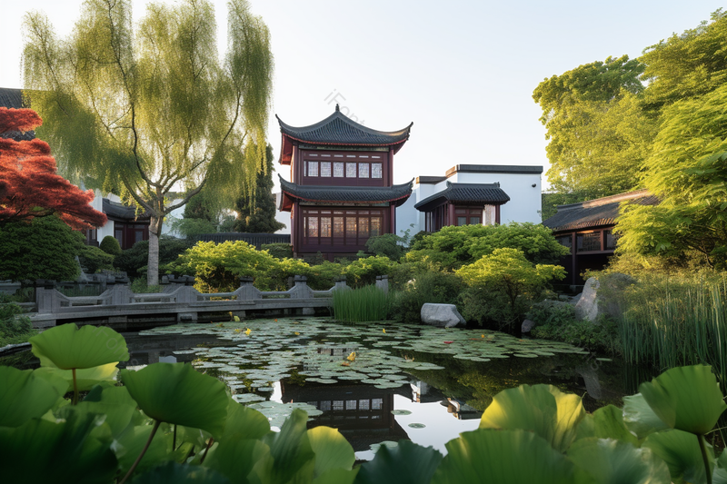 中式住宅小区绿化景景色景点实拍摄影图,高清,摄影图,摄影图片,图片大全,摄影图免费下载